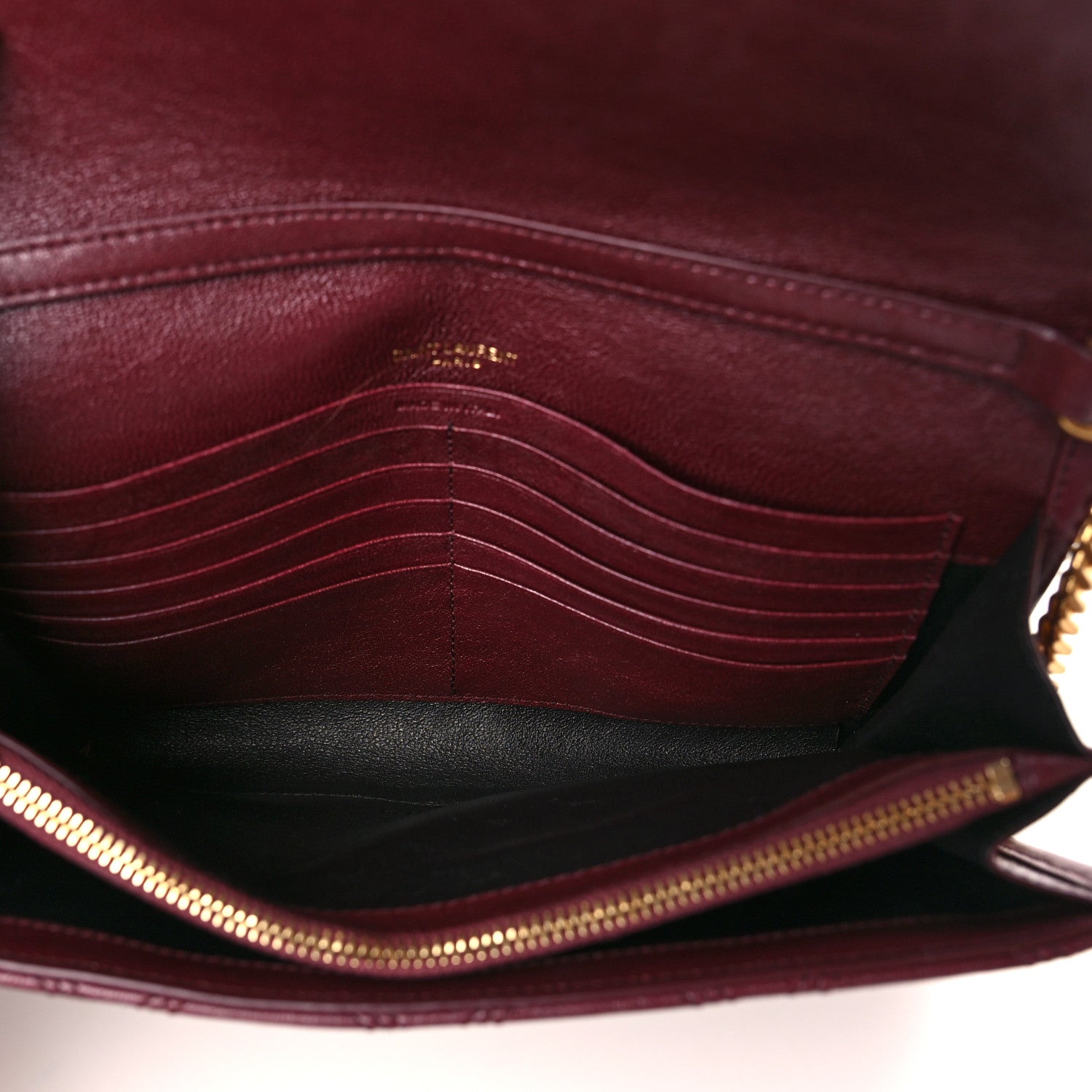 Saint Laurent Lambskin Diamond Quilted Angie Chain Bag Burgundy 5 of 9