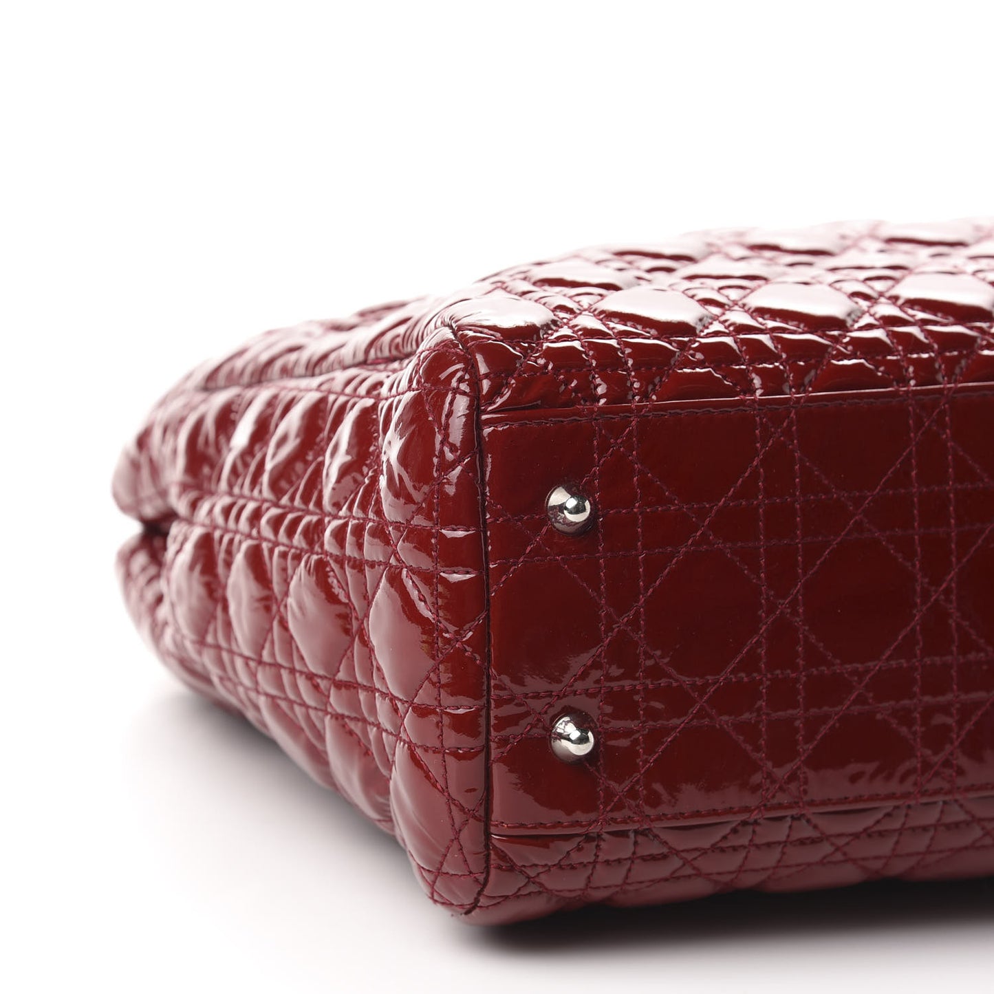 Patent Cannage Large Dior Soft Shopping Tote Red