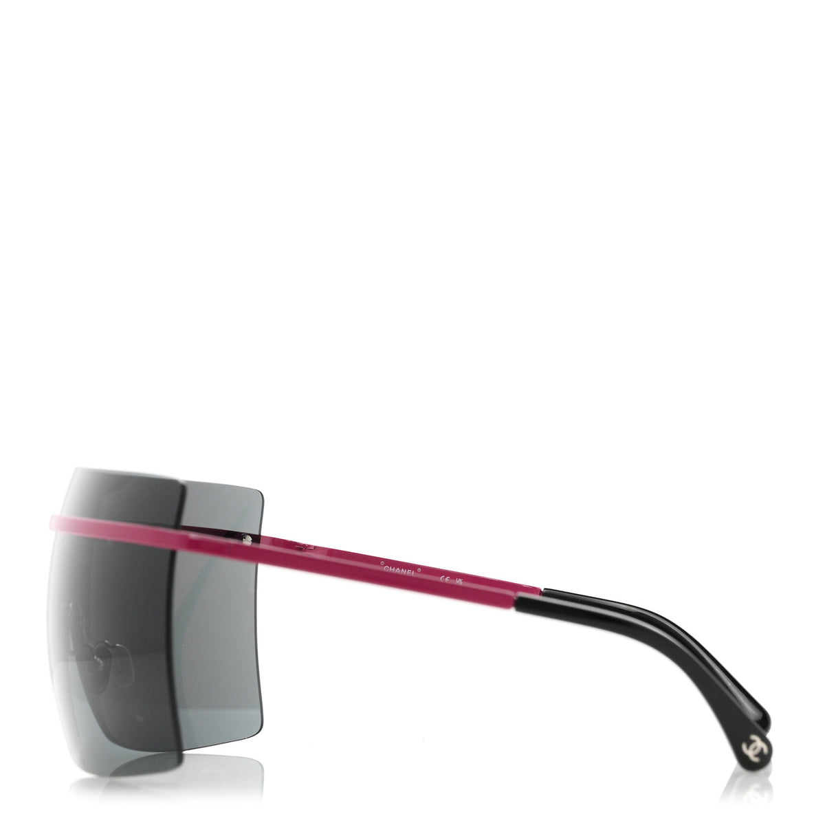 Chanel Acetate Shield Quilted Sunglasses 71655 White Red 3 of 8