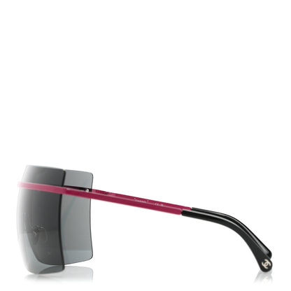 Chanel Acetate Shield Quilted Sunglasses 71655 White Red 3 of 8