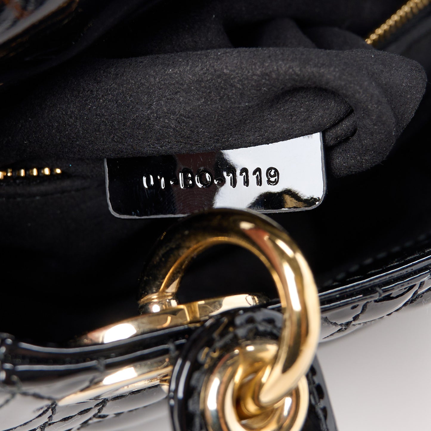 Patent Cannage Mini Lady Dior Black