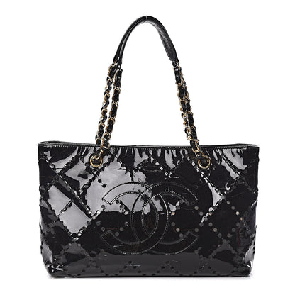 Chanel Patent Perforated CC Shopping Tote Black 1 of 21