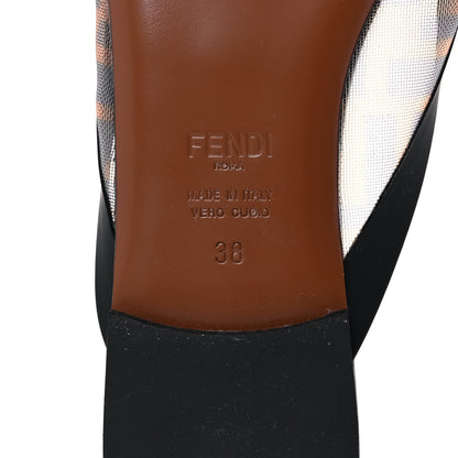 Fendi Technical Mesh Vitello FF Colibri Flat Mules 38 Tobacco Moro Black 7 of 10
