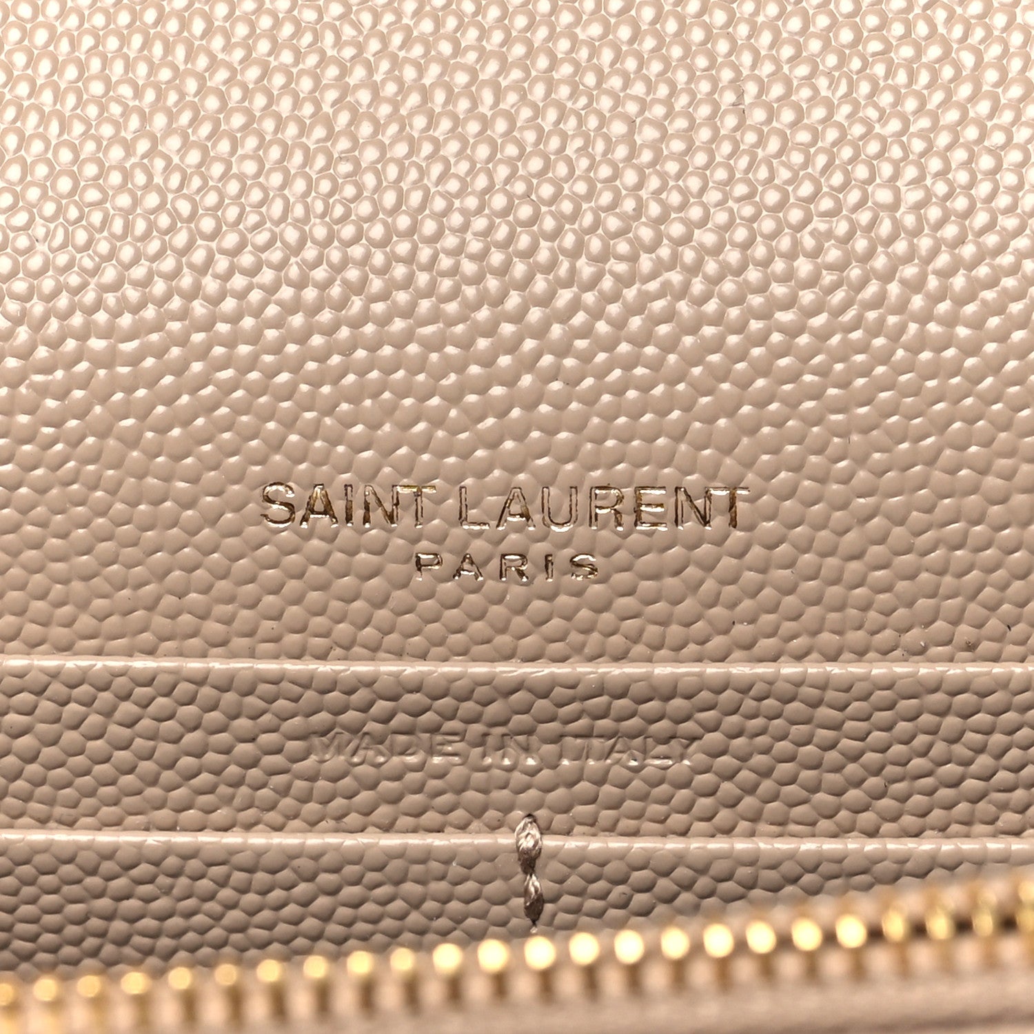 Saint Laurent Grain De Poudre Matelasse Chevron Monogram Envelope Chain Wallet Dark Beige 6 of 10