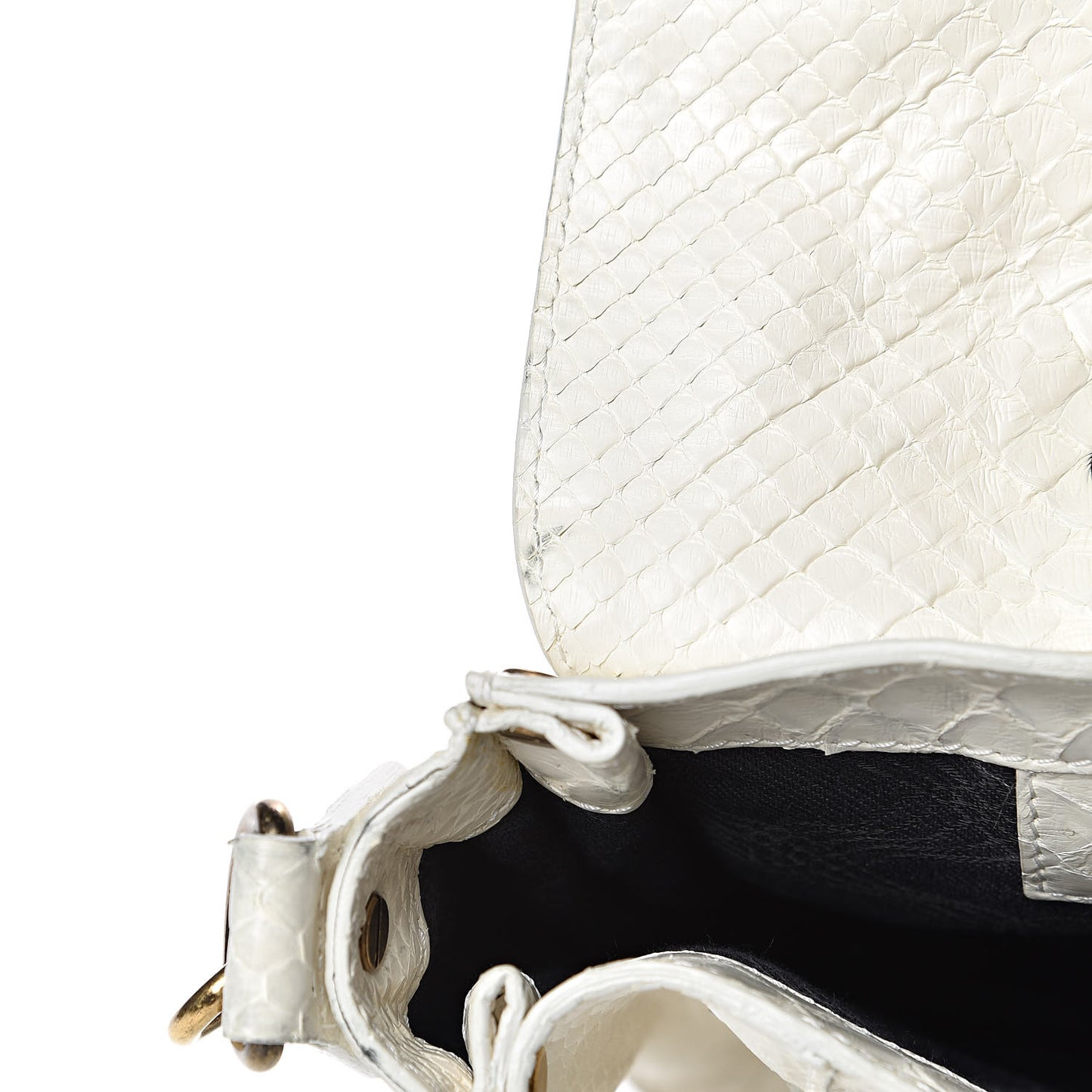 Snakeskin Calfskin Embossed Medium PS1 Satchel White