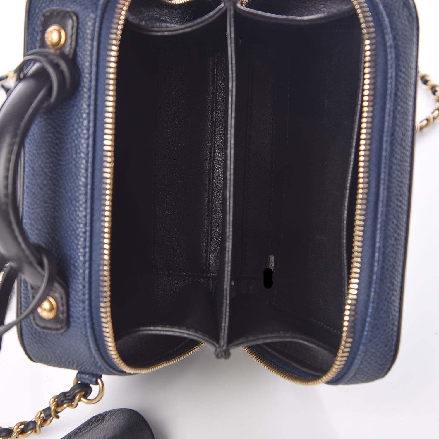 Chanel Caviar Quilted Small CC Filigree Vanity Case Navy Black 7 of 10