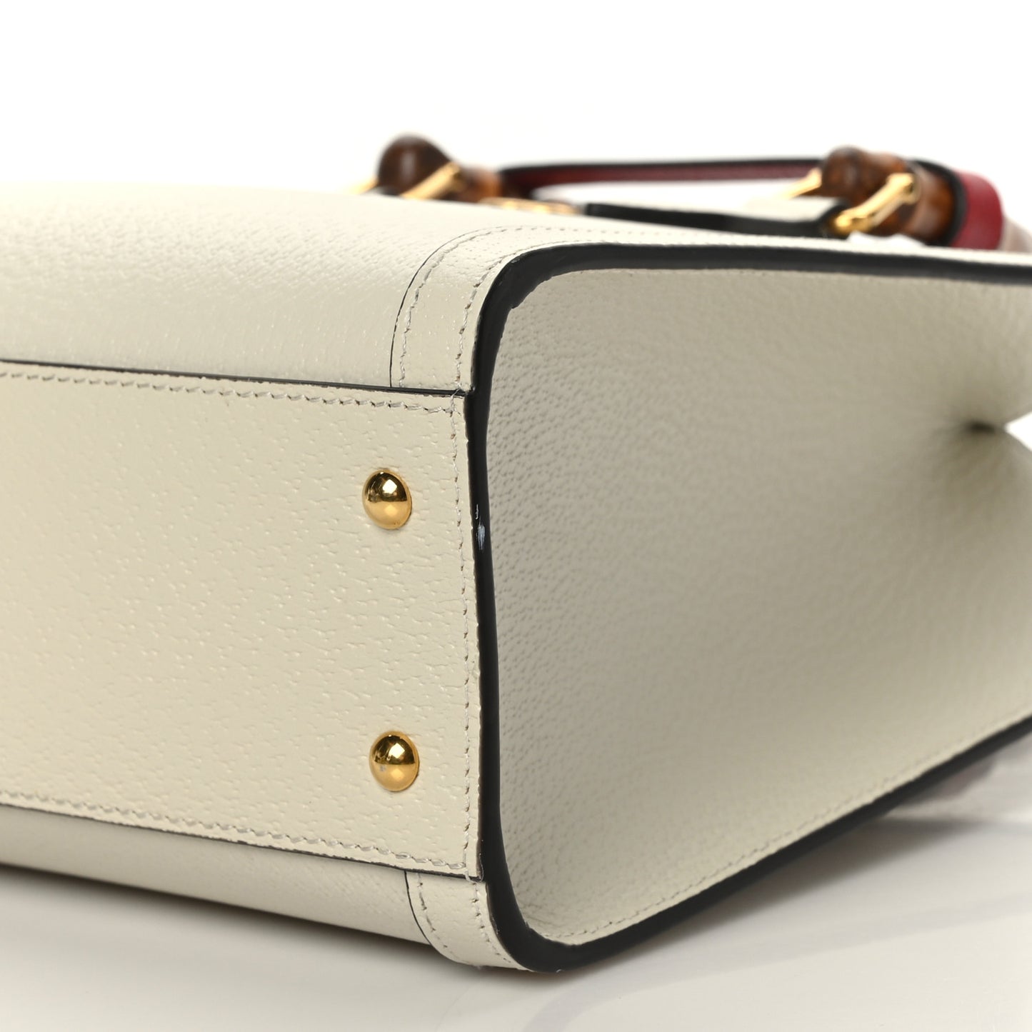 Textured Dollar Calfskin Web Small Diana Tote Bag Mystic White