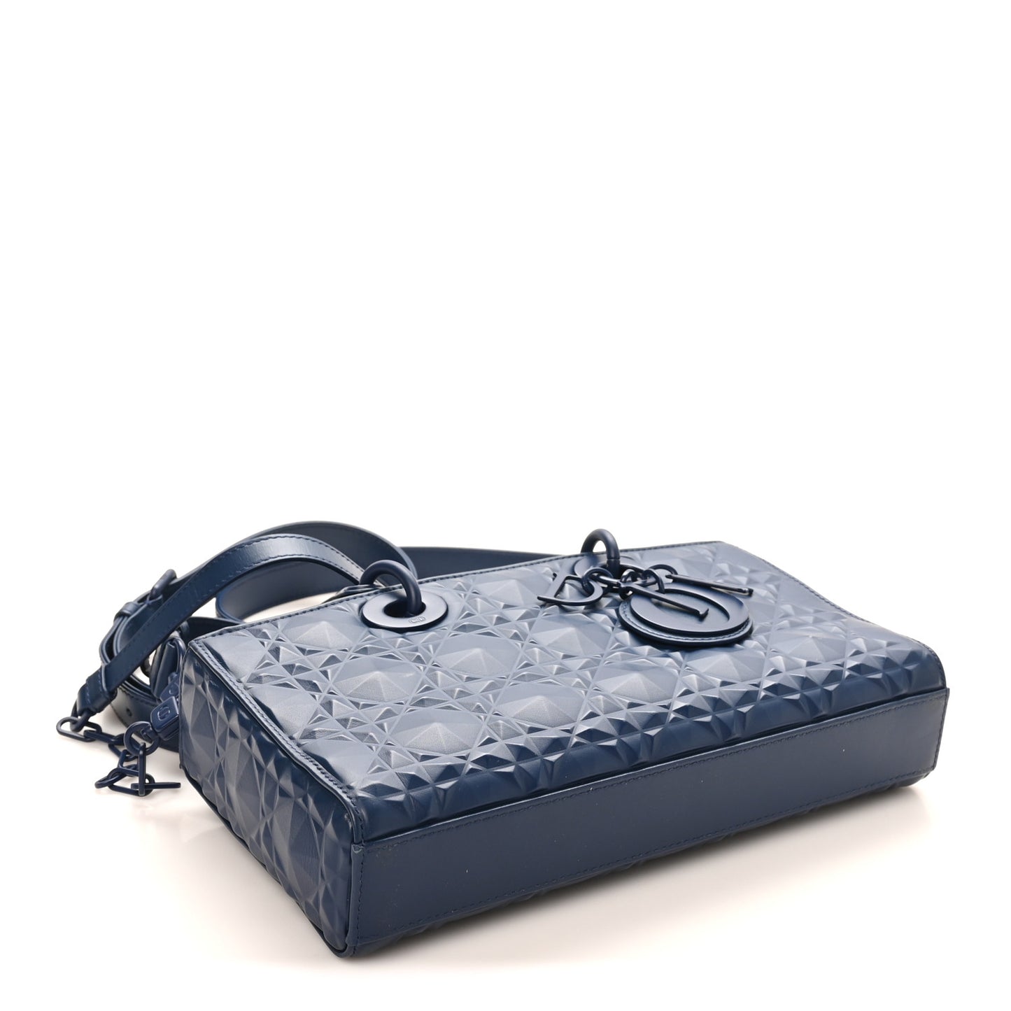 Calfskin Cannage Diamond Medium Lady D-Joy Navy Blue