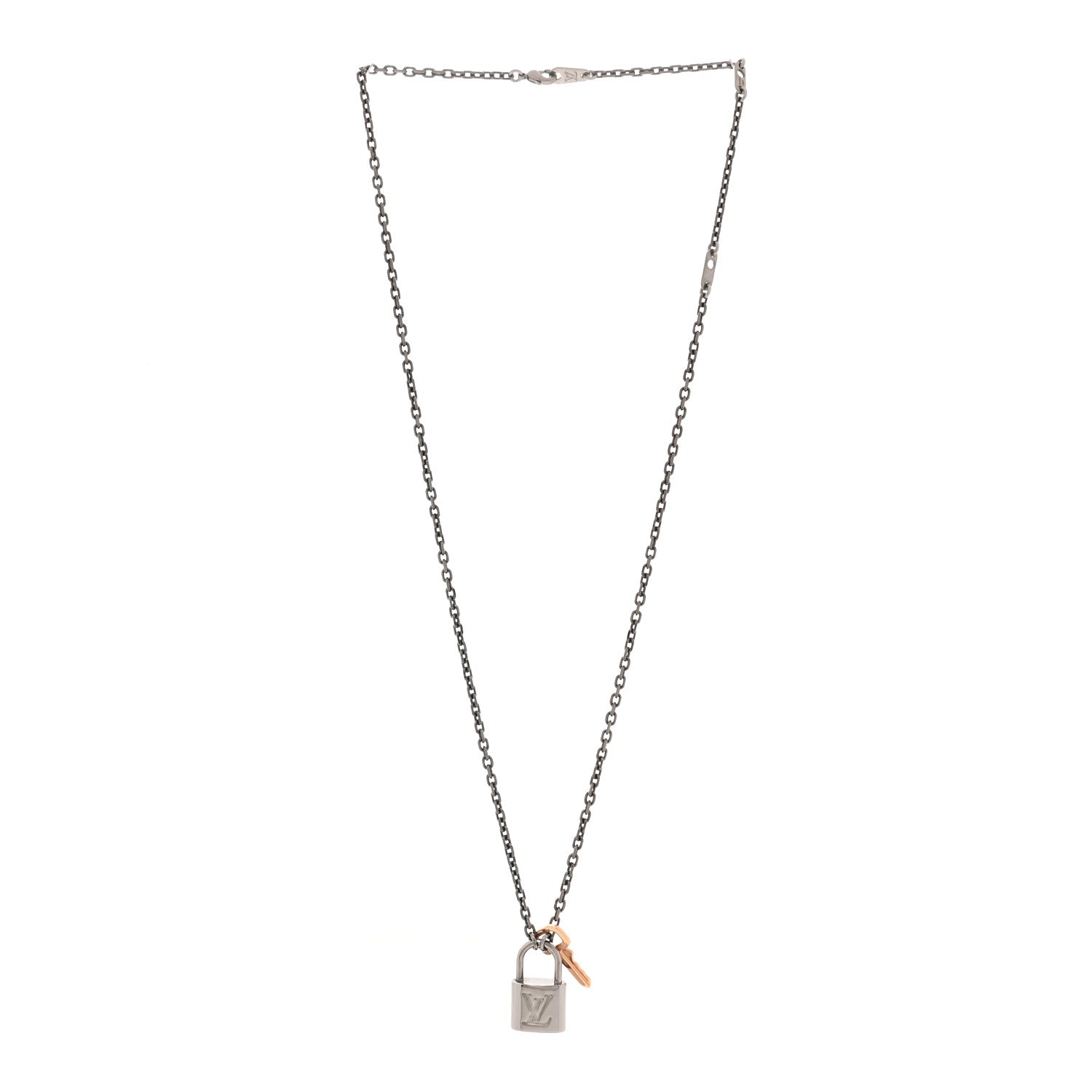Louis Vuitton Valentine Lock Pendant Necklace Silver 3 of 8