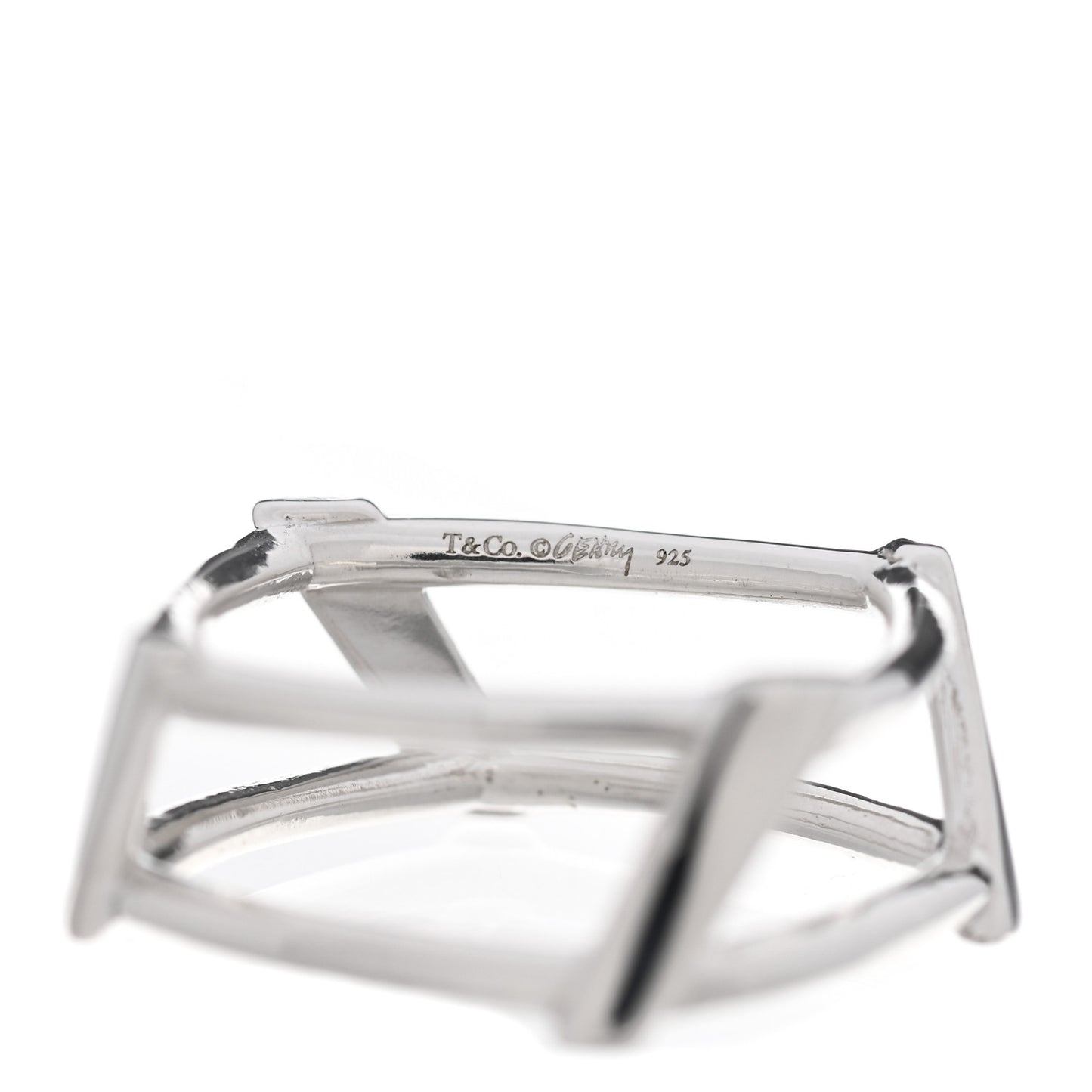 Sterling Silver Frank Gehry Open Torque Square Ring 51 5.75