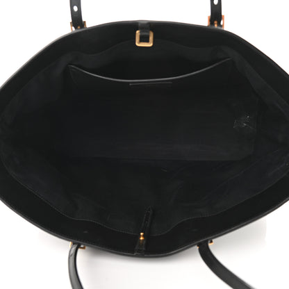 Saint Laurent Calfskin Raffia Medium Shopper Tote Black 5 of 10