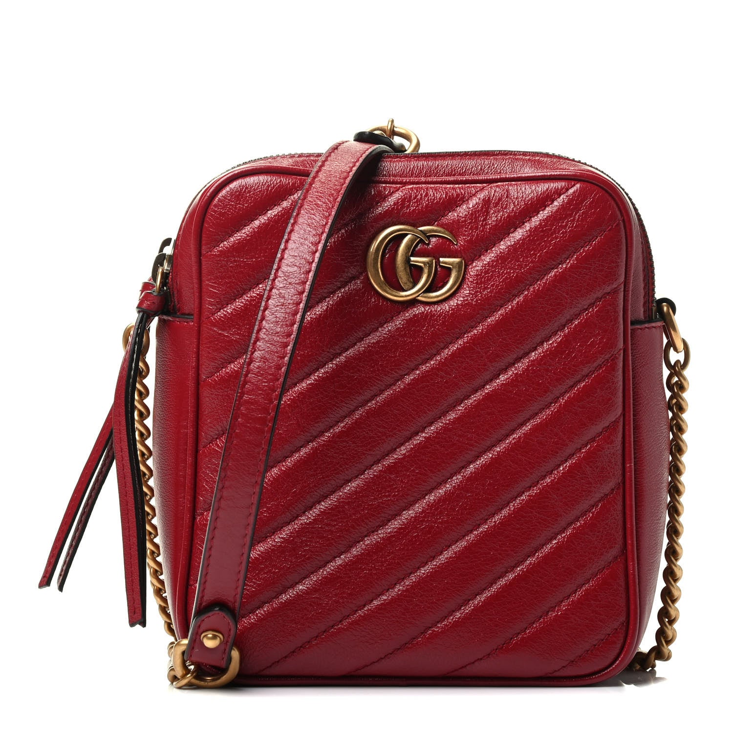 Gucci Azalea Calfskin Matelasse Diagonal Tall GG Marmont Crossbody Bag Romantic Cerise 1 of 4