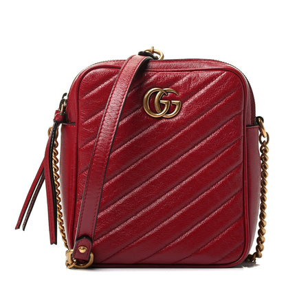 Gucci Azalea Calfskin Matelasse Diagonal Tall GG Marmont Crossbody Bag Romantic Cerise 1 of 4