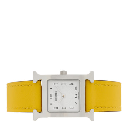 Hermes Stainless Steel Swift 21mm Heure H Hour Quartz Watch Jaune 2 of 5