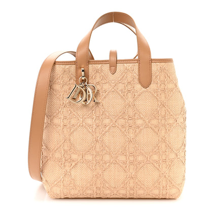 Christian Dior Raffia Macrocannage Medium Toujours Vertical Tote Natural 1 of 11