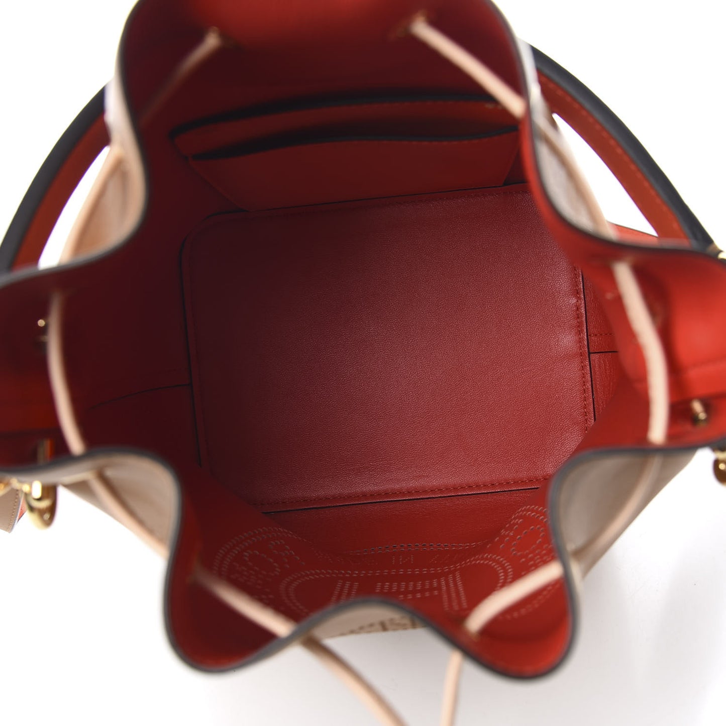 Vitello Grace F is Fendi Stamp Patch Perforated Small Mon Tresor Bucket Bag Nocciola