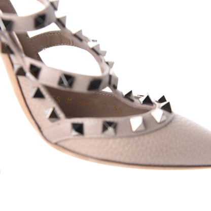 Valentino Garavani Pebbled Calfskin Rockstud Ankle Strap Pumps 35 Poudre 11 of 12