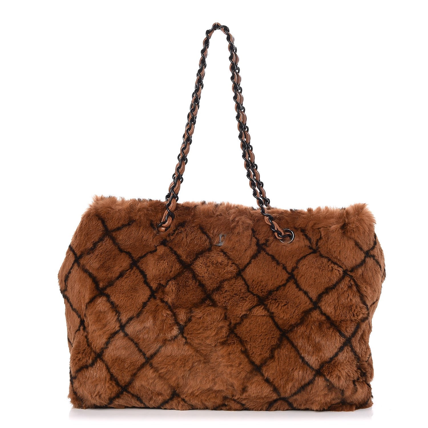 Chanel Lapin Fur Quilt Pattern Tote Brown 1 of 7