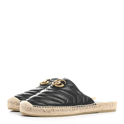 Gucci Nappa Matelasse GG Marmont Espadrille Slippers 41 Black 3 of 9