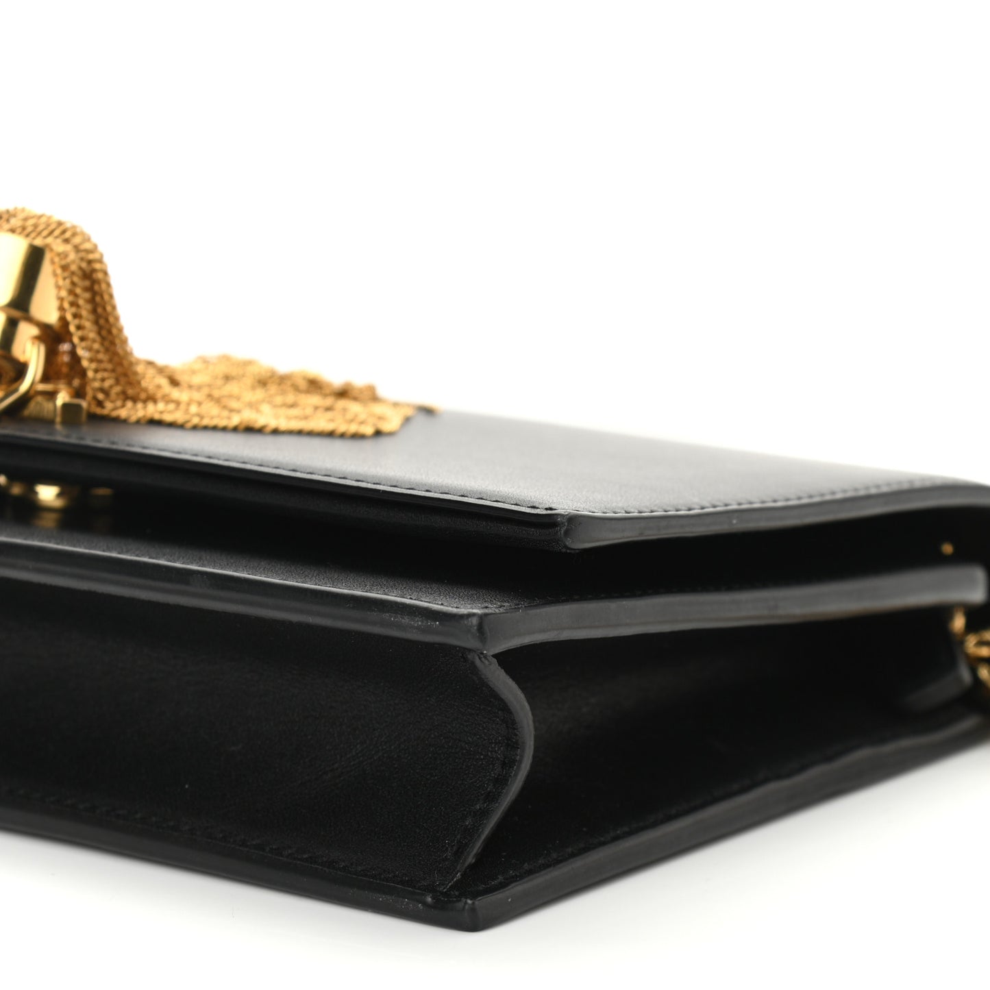 Smooth Calfskin Classic Monogram Kate Tassel Chain Wallet Black