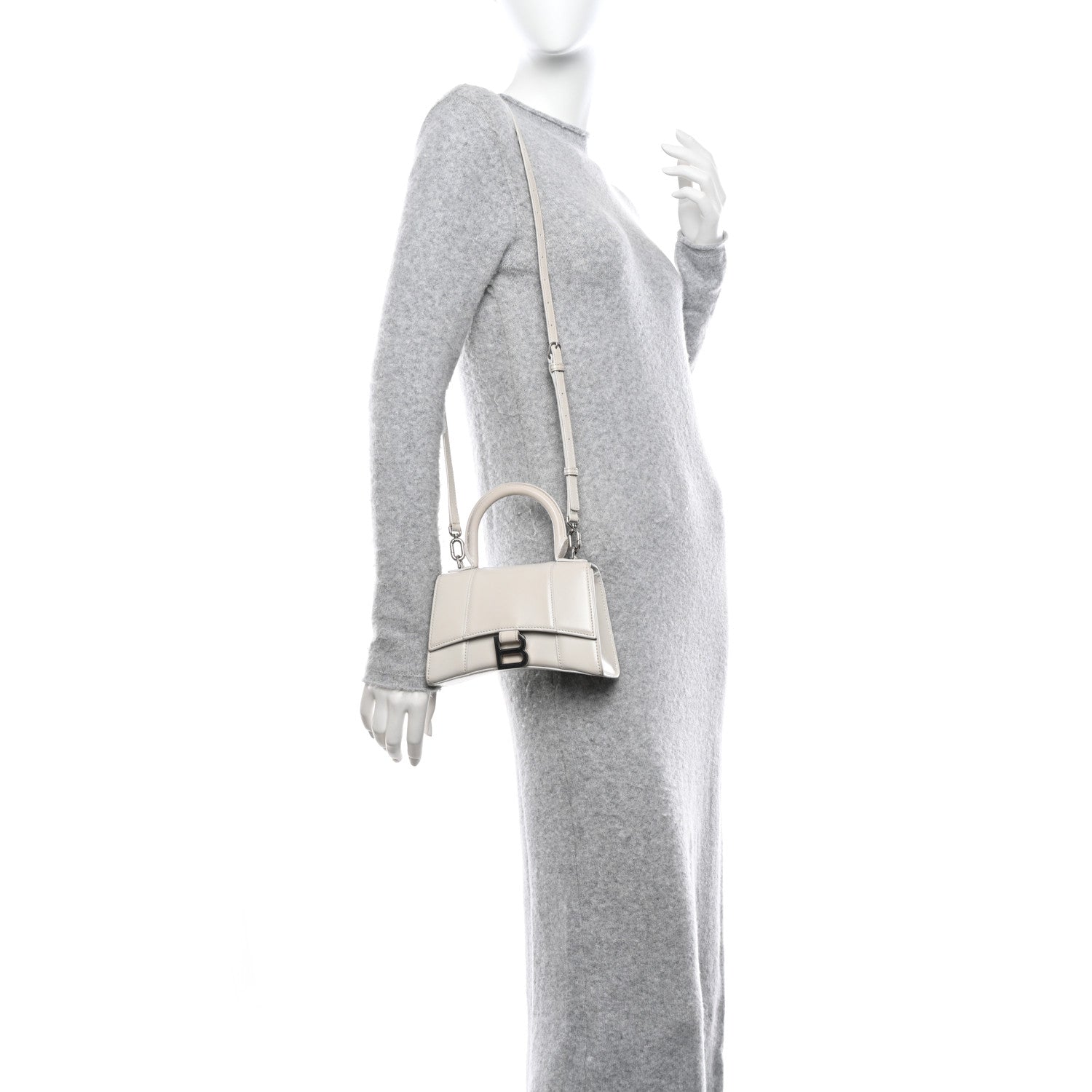 Balenciaga Shiny Box Calfskin Hourglass Top Handle Bag XS Chalky White 2 of 19