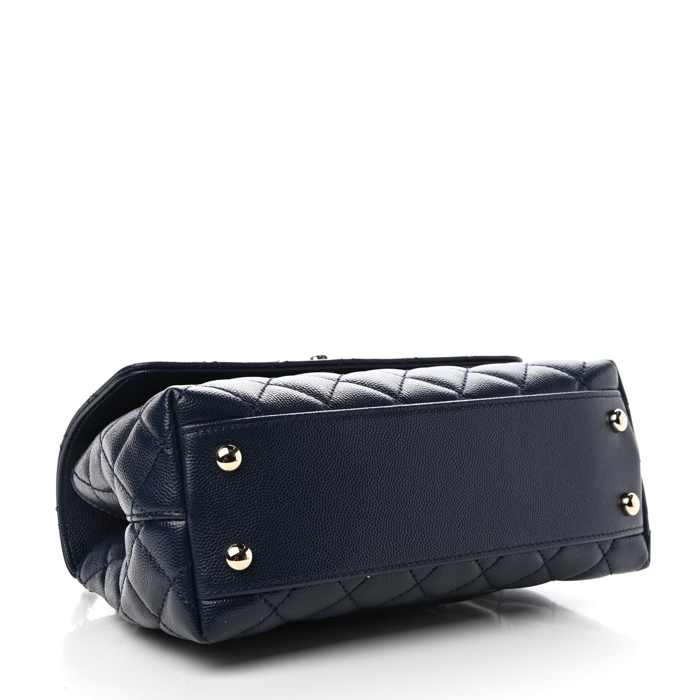 Caviar Quilted Lizard Embossed Mini Coco Handle Flap Navy Blue