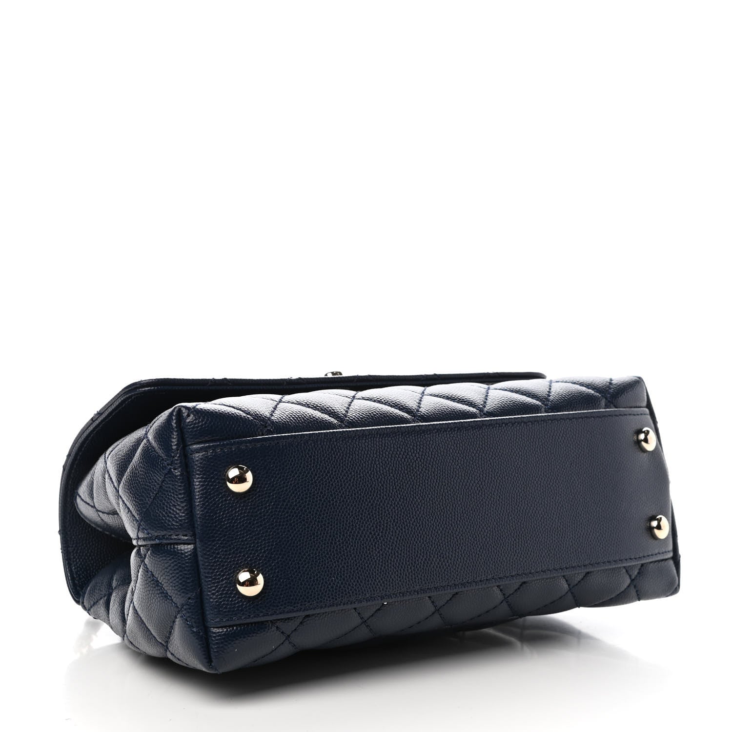 Chanel Caviar Quilted Lizard Embossed Mini Coco Handle Flap Navy Blue 4 of 10