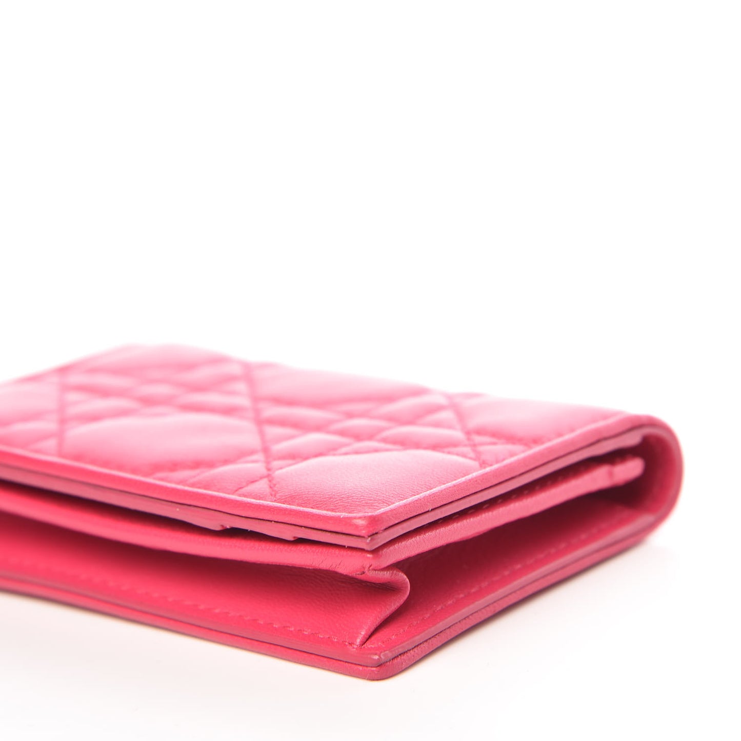 Lambskin Cannage Small Lady Dior Flap Card Holder Pink