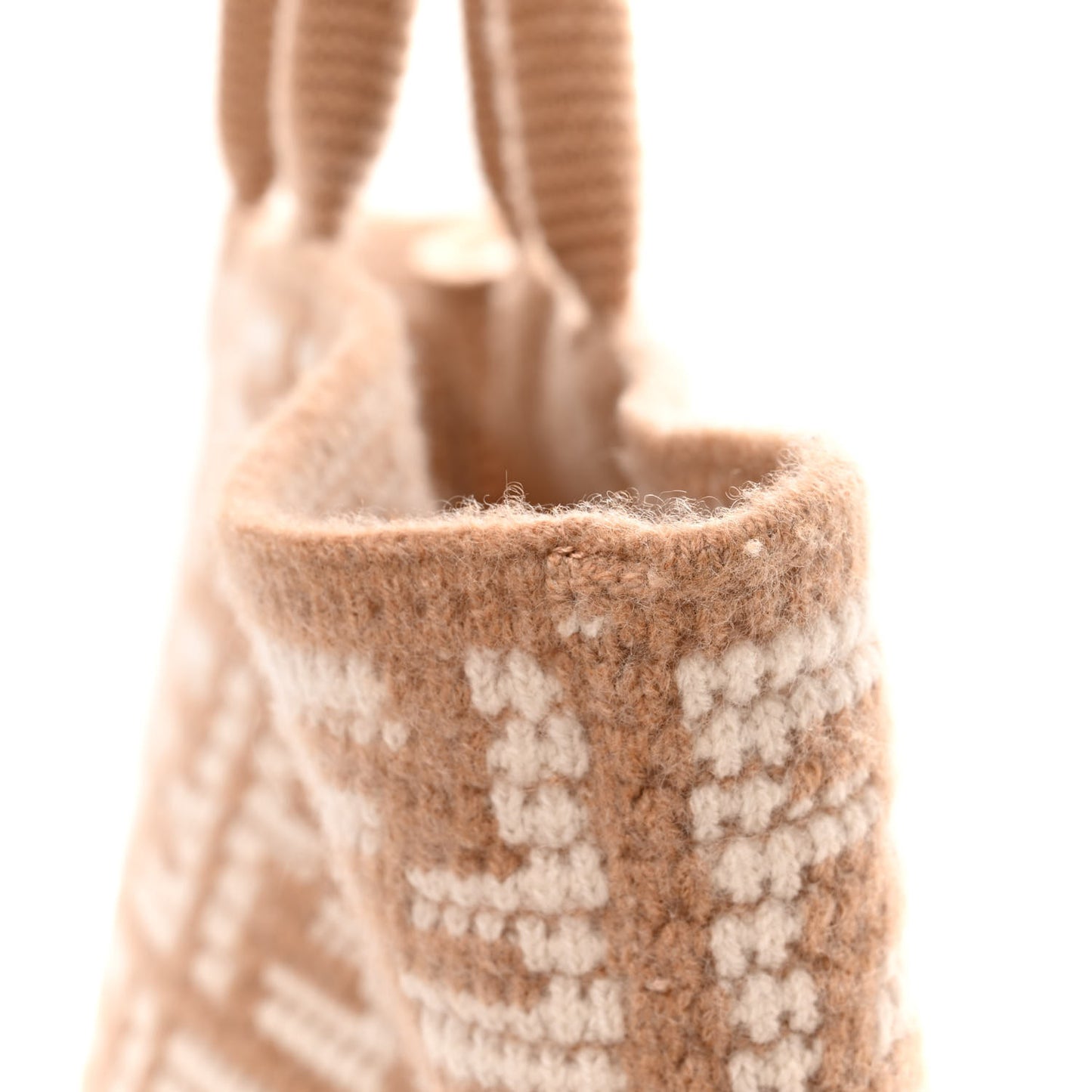 Cashmere Knit FF Large Shopper Tote Cammello