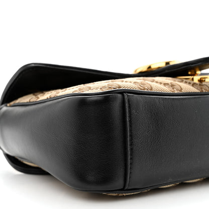 Gucci Monogram Matelasse Diagonal Small GG Marmont Shoulder Bag Beige Black 9 of 10