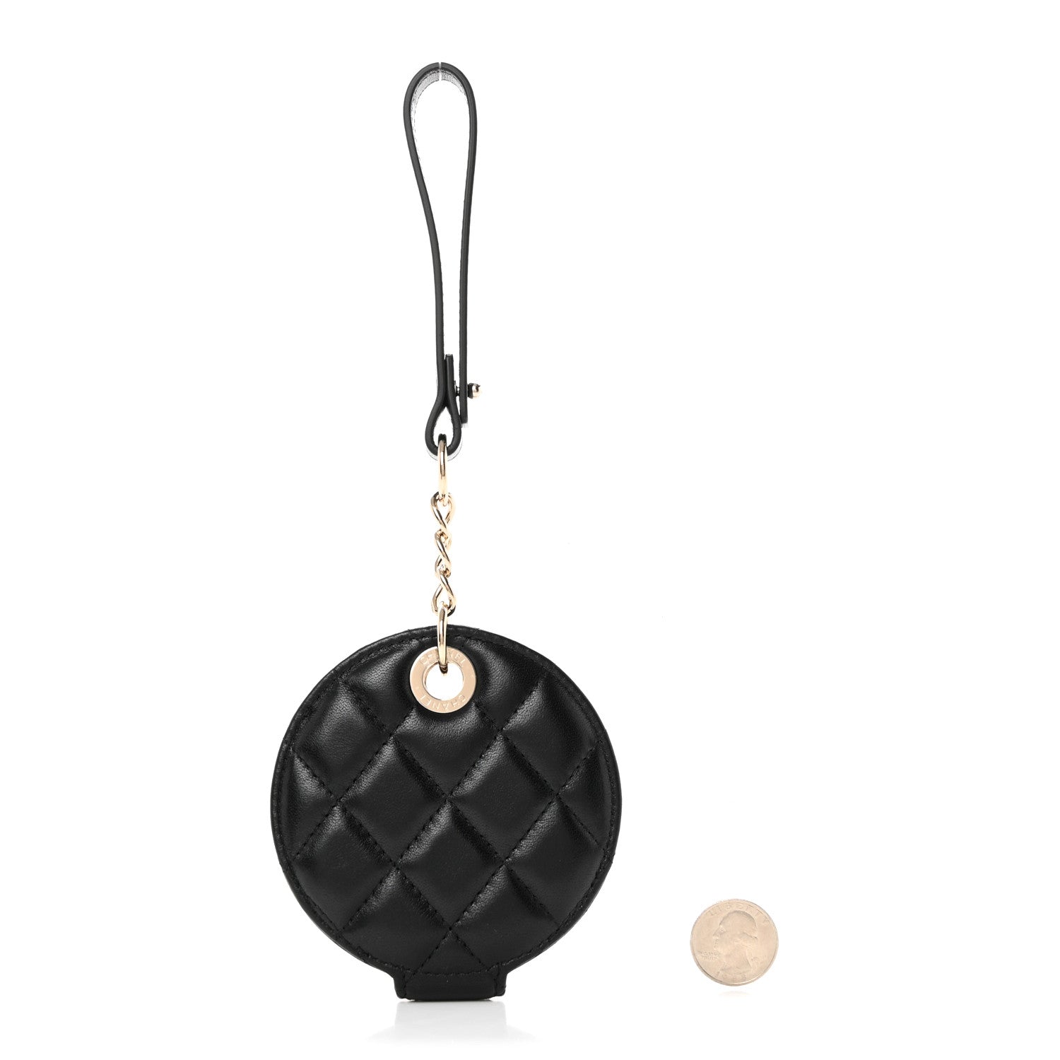 Chanel Lambskin Quilted Round Luggage Tag Black 2 of 5
