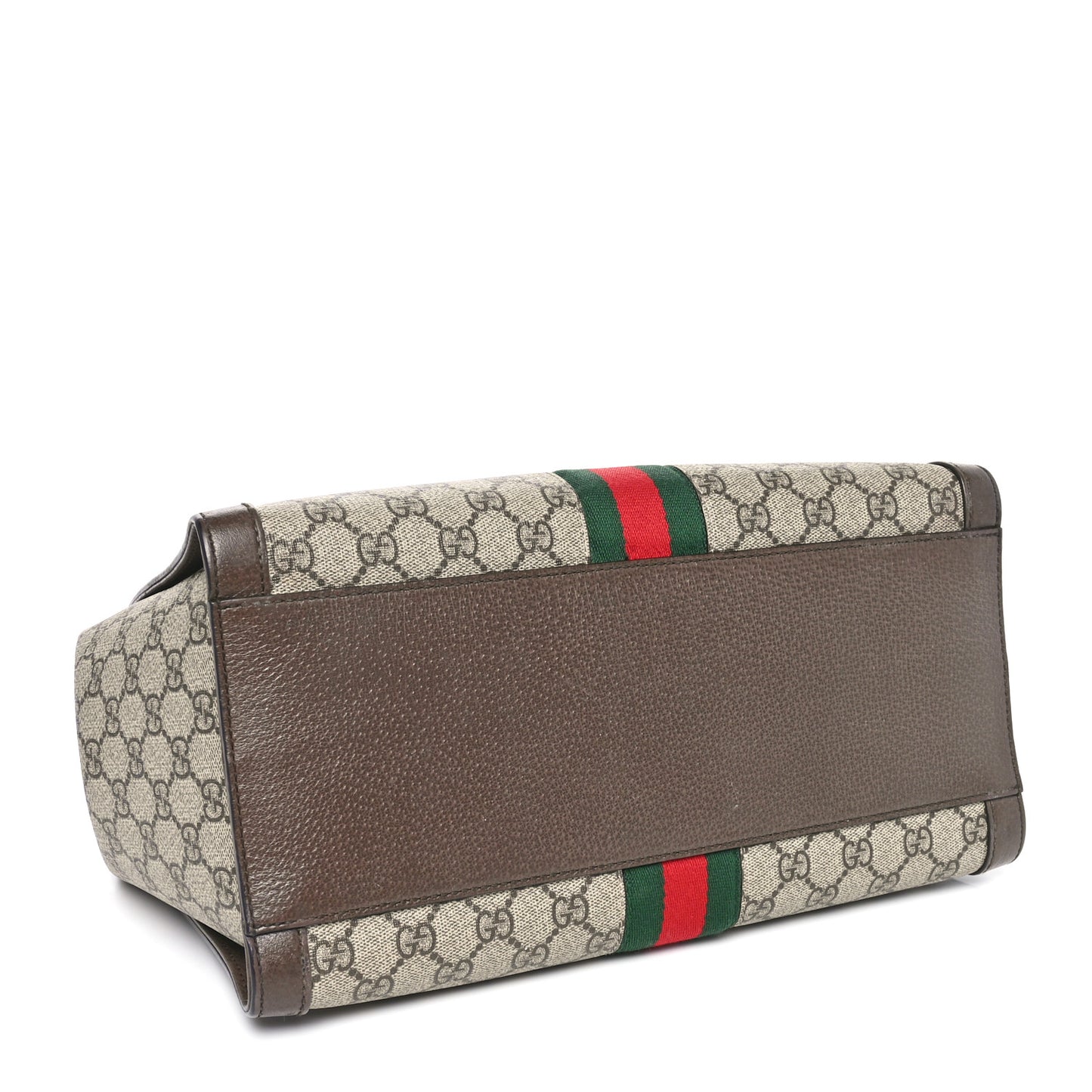 GG Supreme Monogram Web Medium Ophidia Tote Bag Brown