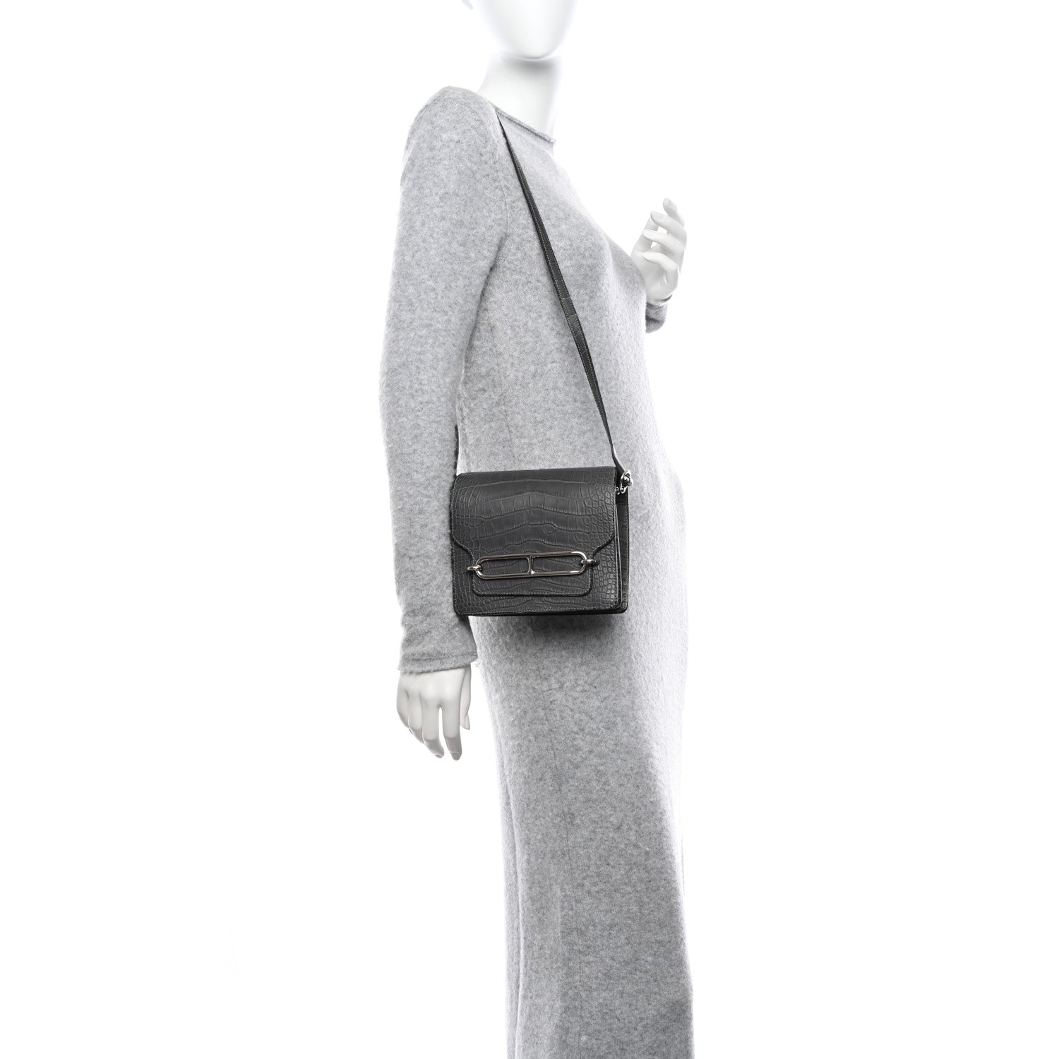 Hermes Matte Alligator Mini Sac Roulis Graphite 2 of 10