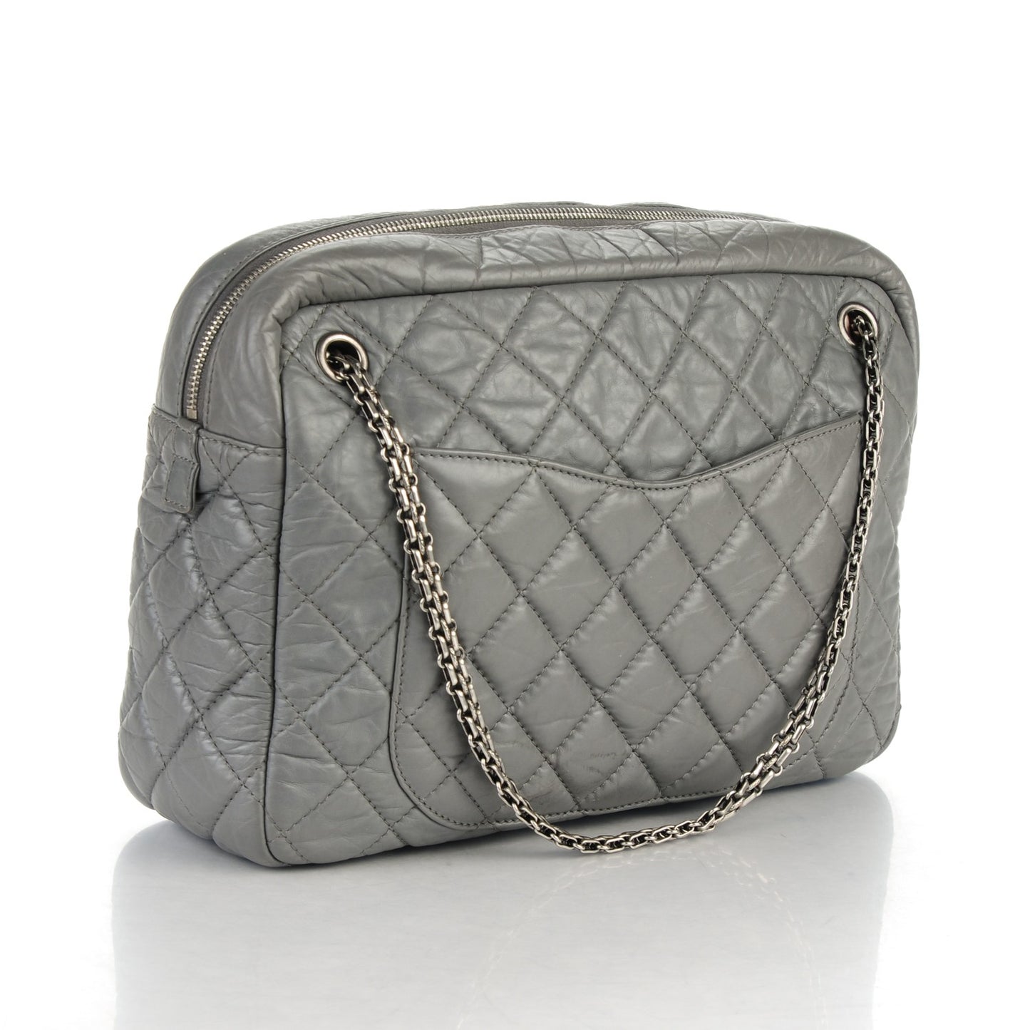 Aged Calfskin Quilted Large Reissue Camera Case Grey