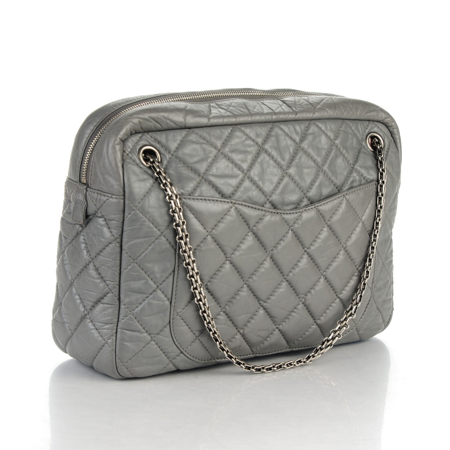 Chanel Aged Calfskin Quilted Large Reissue Camera Case Grey 3 of 7