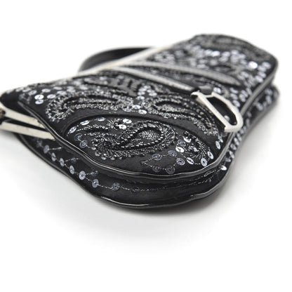 Christian Dior Satin Embroidered Mini Frame Saddle Black 6 of 9