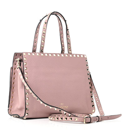 Valentino Garavani Grained Calfskin Rockstud Flip Lock Tote Lipstick 3 of 9