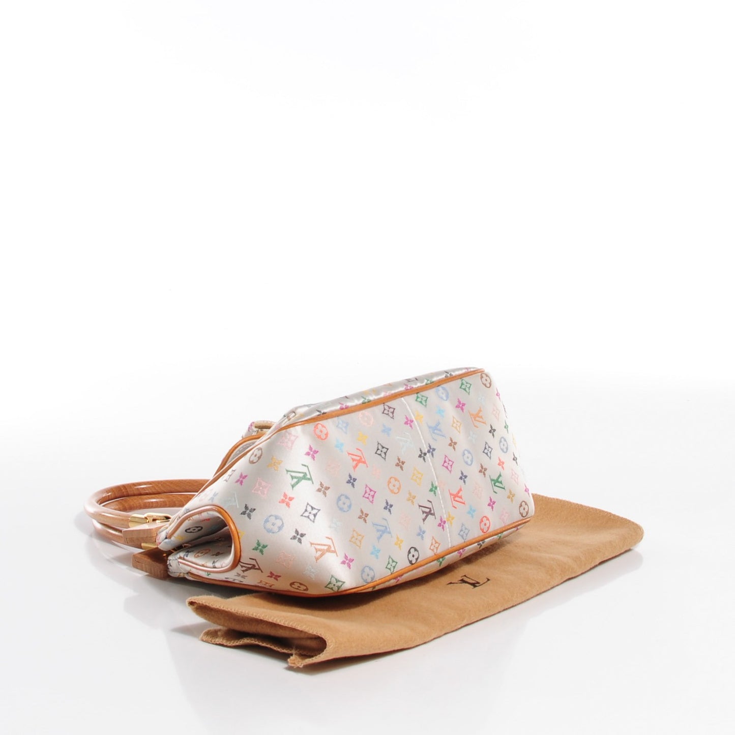 Silk Satin Monogram Multicolor Abelia White