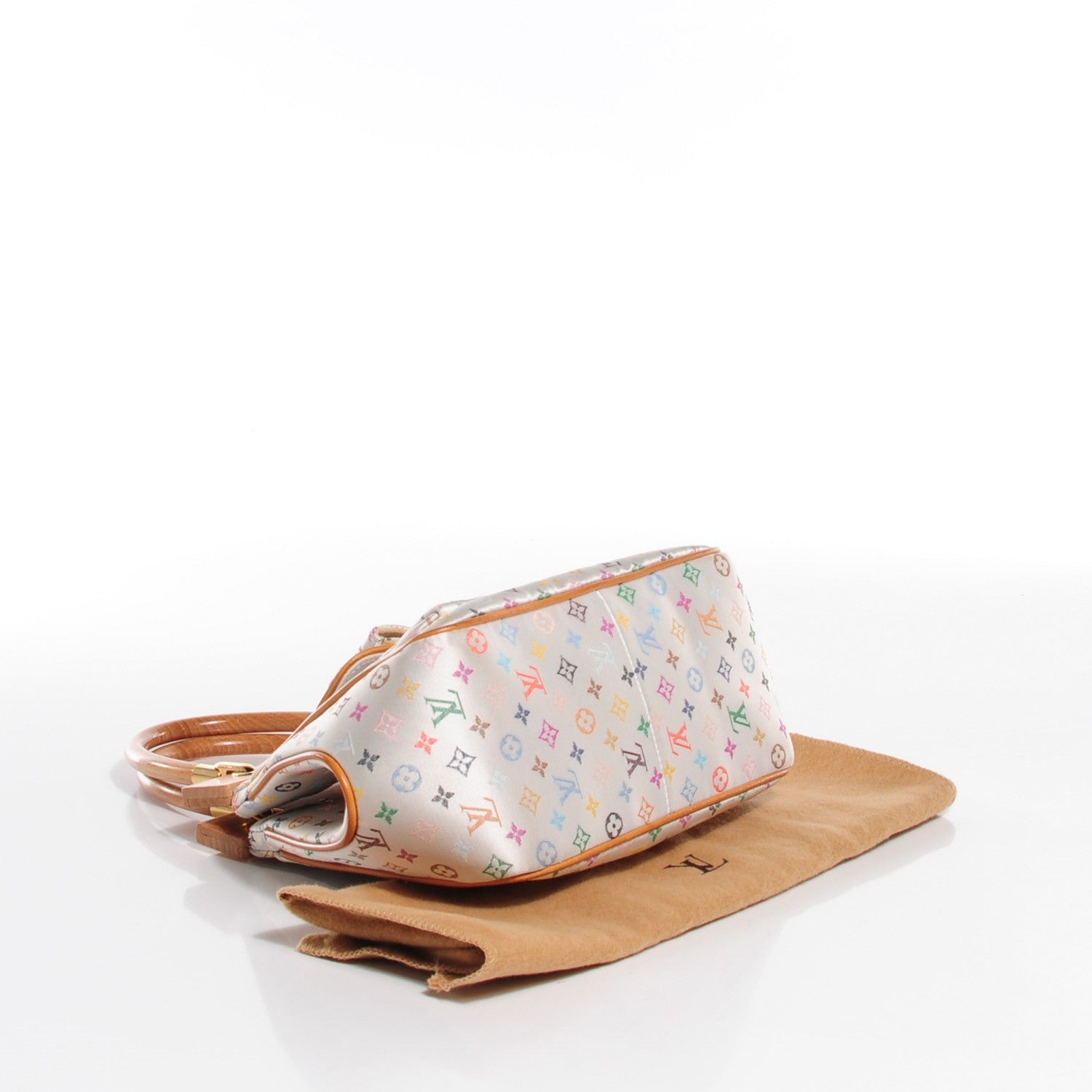 Louis Vuitton Silk Satin Monogram Multicolor Abelia White 4 of 7