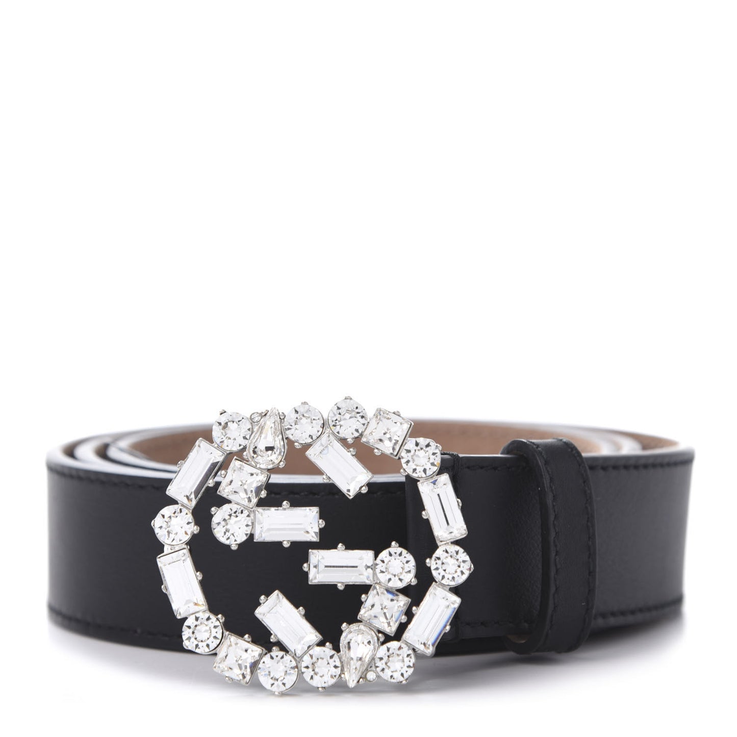 Calfskin Crystal Interlocking G Belt 90 36 Black