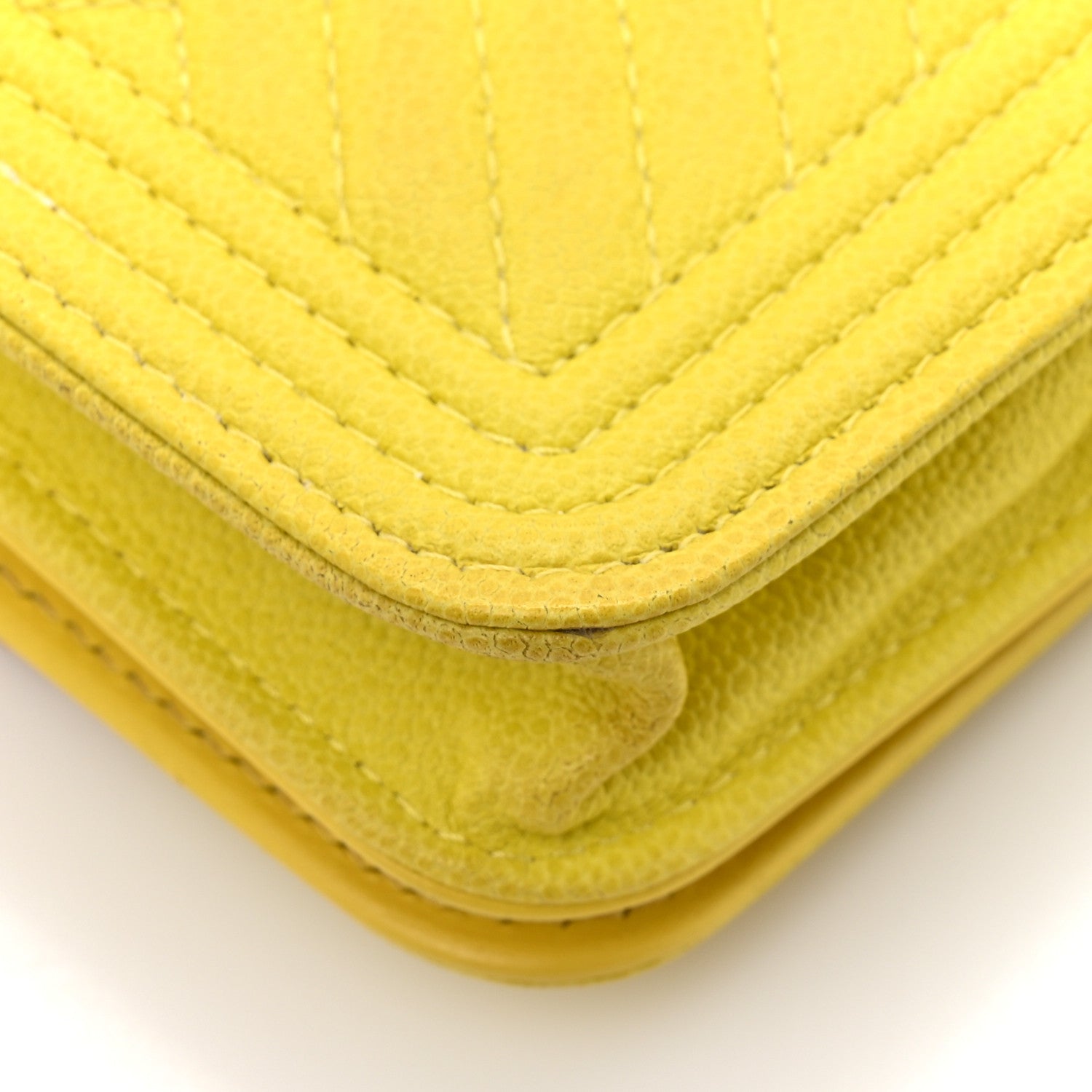 Chanel Caviar Chevron Quilted Boy Flap Waist Belt Bag Yellow 14 of 15