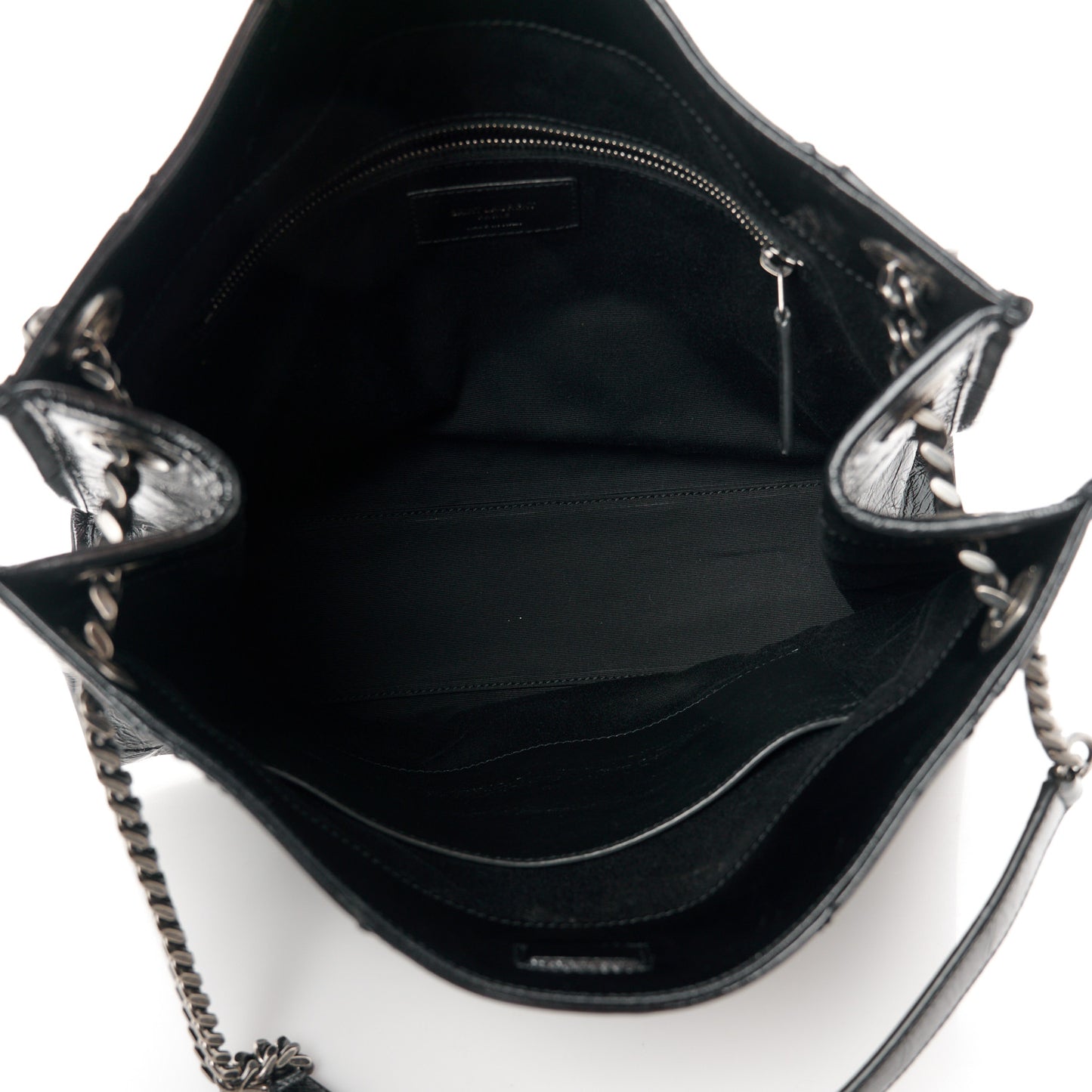 Crinkled Calfskin Matelasse Monogram Medium Niki Shopper Tote Black
