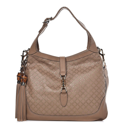 Gucci Calfskin Laser Cut Medium New Jackie Shoulder Bag Porridge 1 of 11