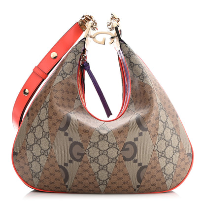 Gucci GG Supreme Monogram Mix Monogram Web Patchwork Large Attache Shoulder Bag Beige Multicolor 1 of 10