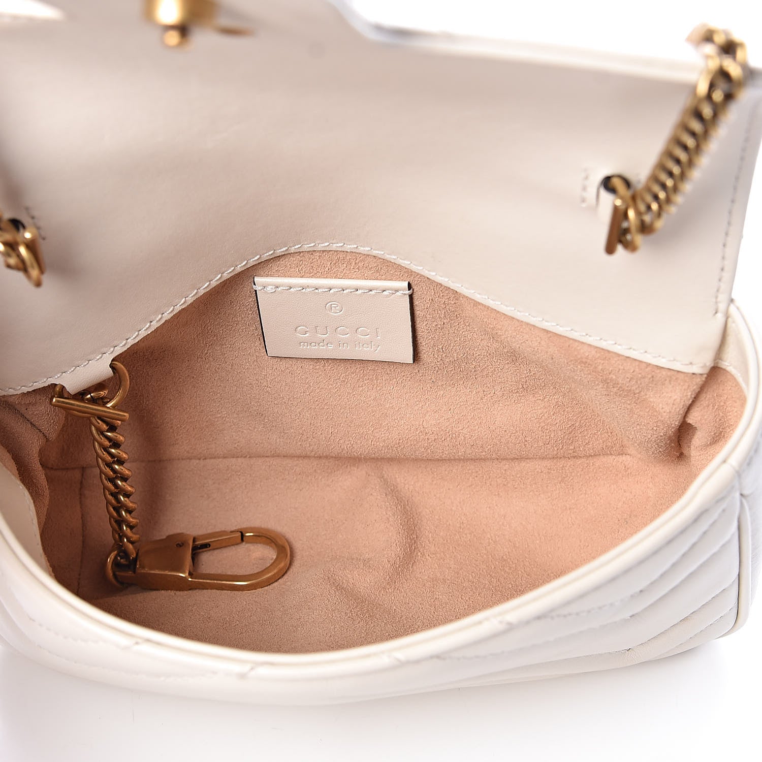 Gucci Calfskin Matelasse Super Mini GG Marmont Shoulder Bag White 5 of 11
