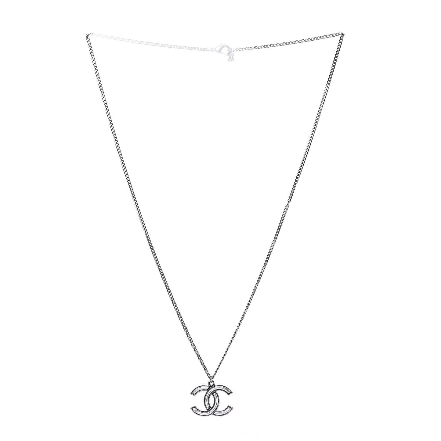 Ruthenium Enamel CC Necklace Silver