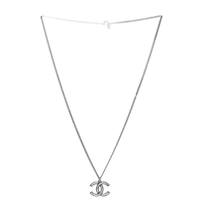 Chanel Ruthenium Enamel CC Necklace Silver 3 of 6