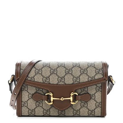 Gucci GG Supreme Monogram Mini Horsebit 1955 Shoulder Bag Beige Brown Sugar 1 of 11