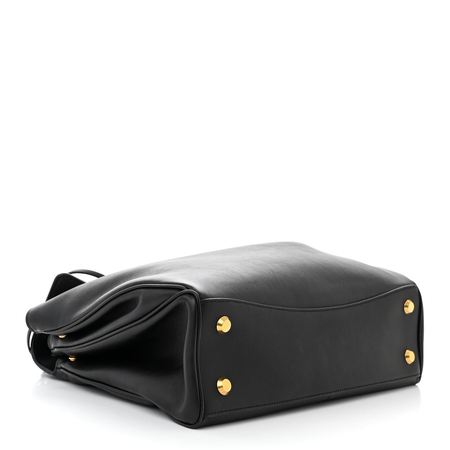 Natural Smooth Calfskin Medium Rodeo Top Handle Handbag Black