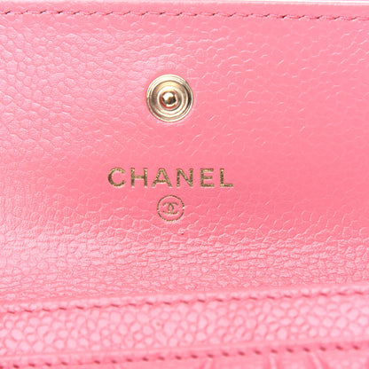 Chanel Caviar Camellia Embossed Card Holder Wallet Pink 6 of 9